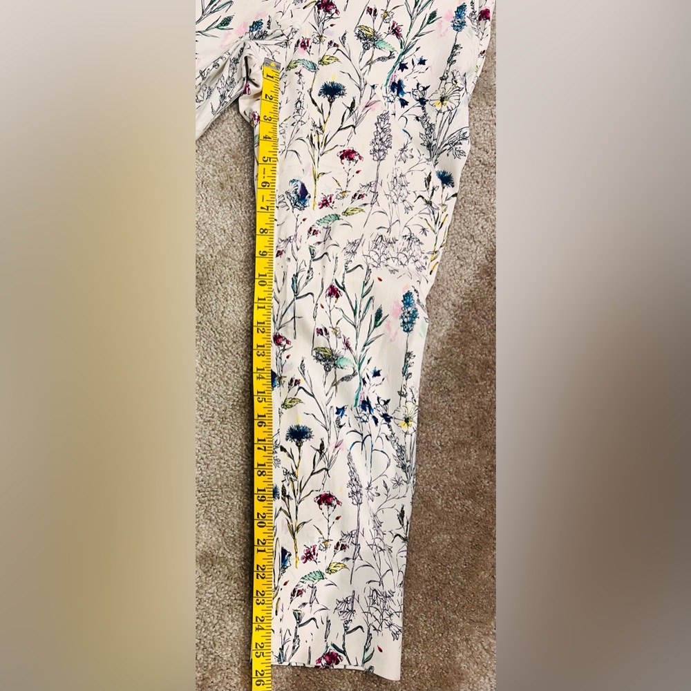 🌸 H&M Floral High-Waist Ankle Pants – Cream Multi Botanical Print Size 12 chic - Picture 8 of 8